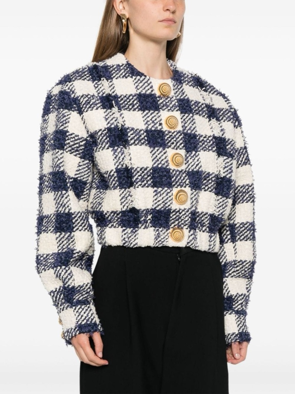 Balmain Navy and White Tweed Jacket with Branded Tag - Picture 1 of 11